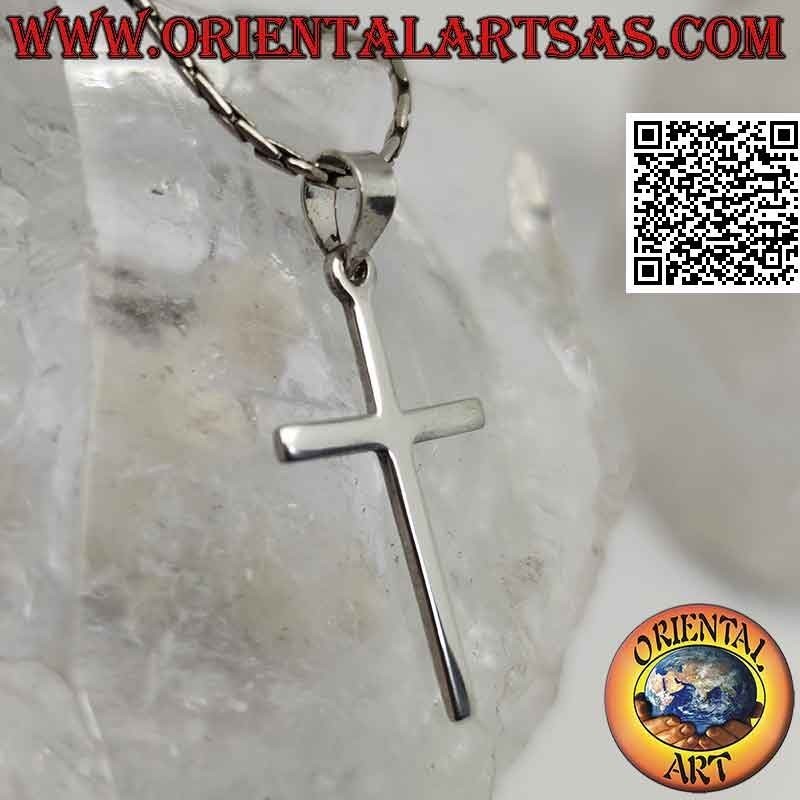 Silberanhänger, dünnes klassisches christliches lateinisches Kreuz (30 * 17)