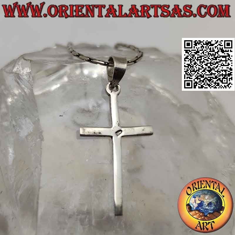 Colgante de plata, Cruz latina cristiana clásica fina (30 * 17)