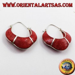 boucles d'oreilles en argent, en demi-cercle croissant de corail madrepora