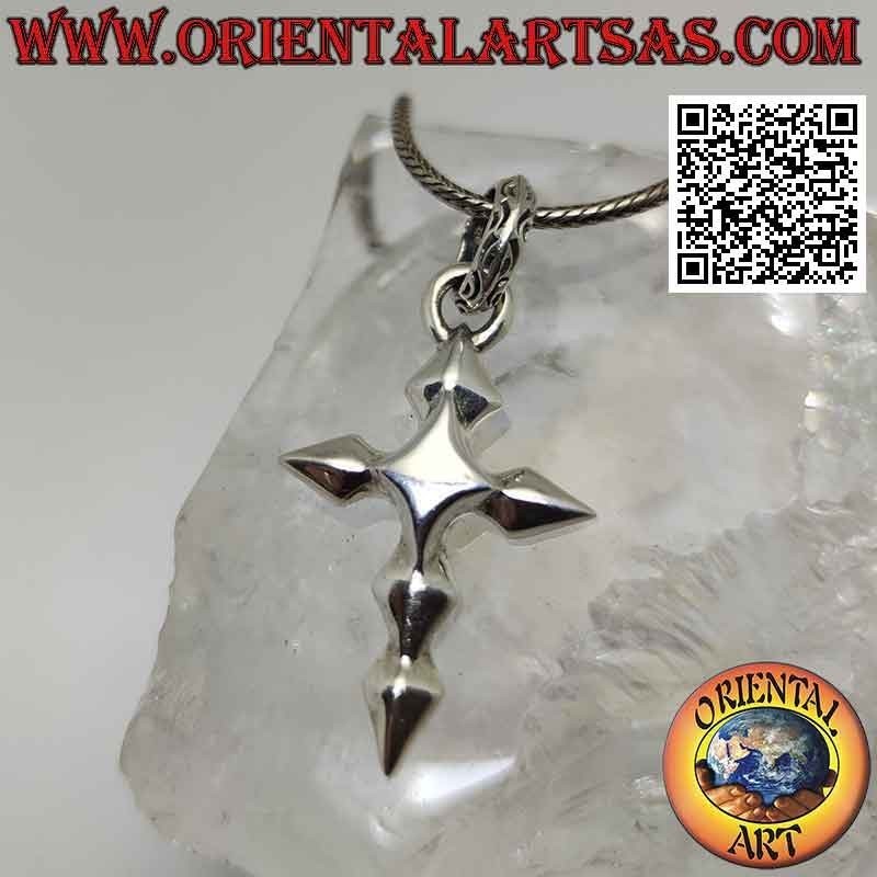Silver pendant, smooth pseudo-reticulated cross