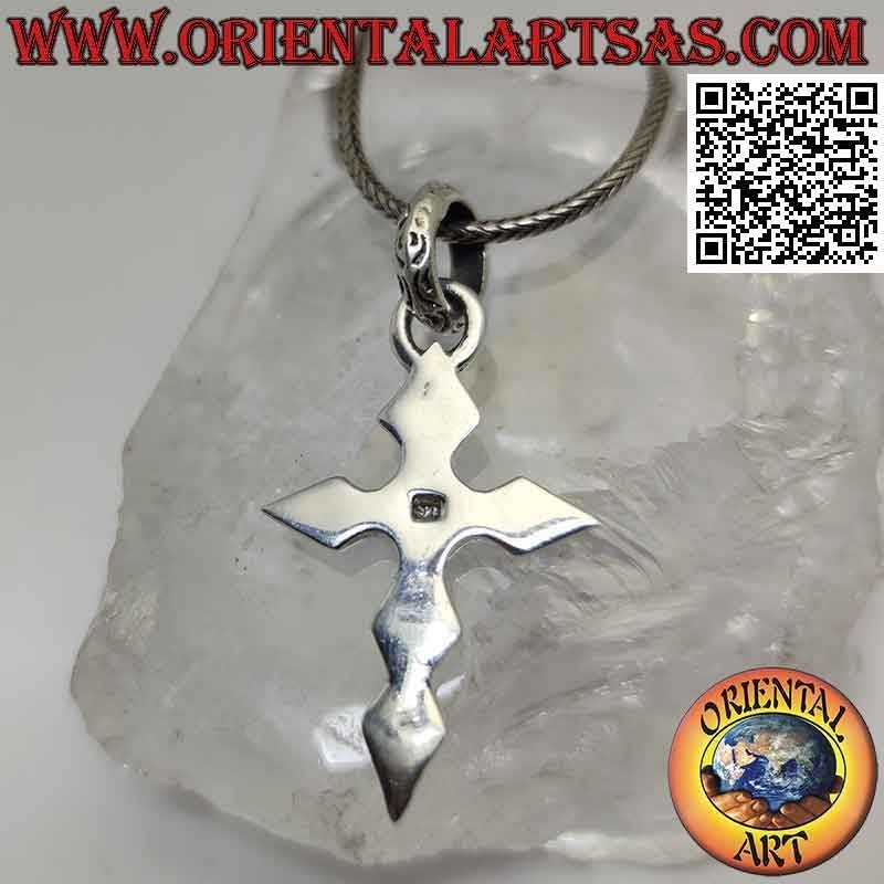 Silver pendant, smooth pseudo-reticulated cross