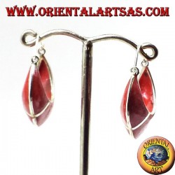 boucles d'oreilles en argent, en demi-cercle croissant de corail madrepora