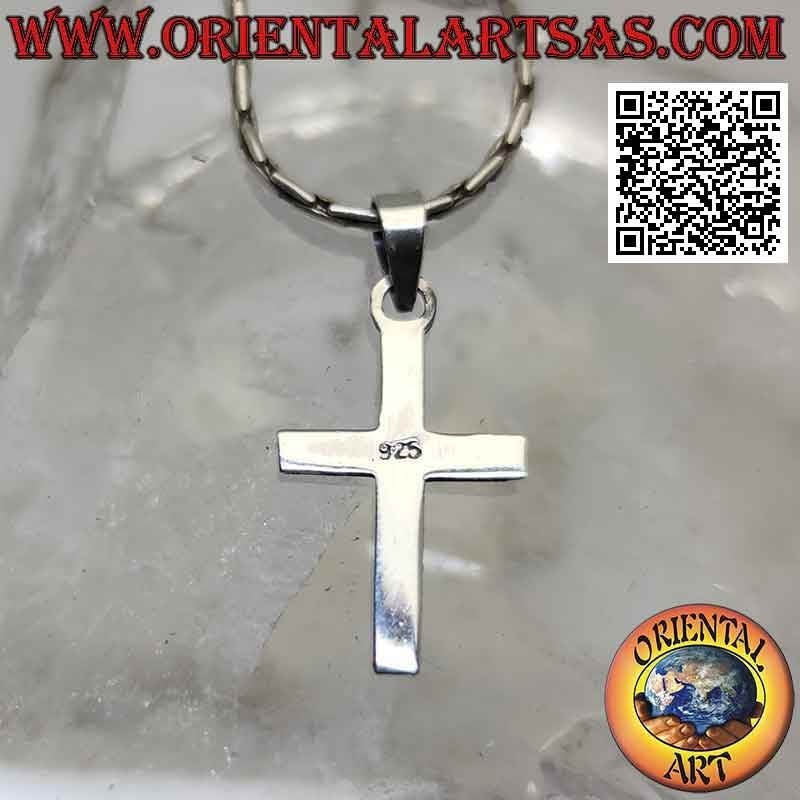 Pendentif en argent, double croix chrétienne lisse superposée