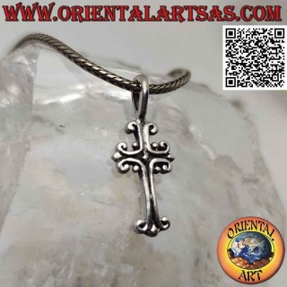 Silberanhänger, lateinisches Kreuz mit Mittellinie verankert