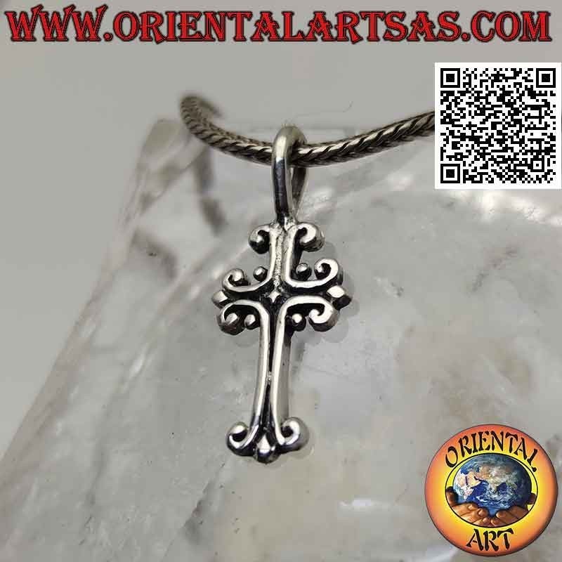 Silver pendant, Latin cross anchored with central line