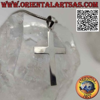 Silberner flacher und glatter (35 * 25) quadratischer christlicher lateinischer Kreuzanhänger