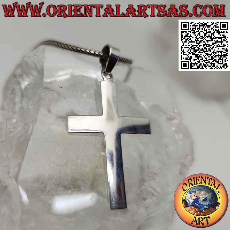 Silver flat and smooth (35 * 25) square Christian Latin cross pendant
