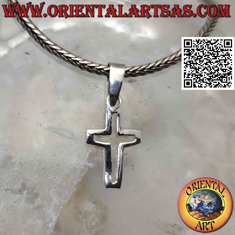 Silver pendant, contour of a centrally perforated Latin cross (12 * 8)