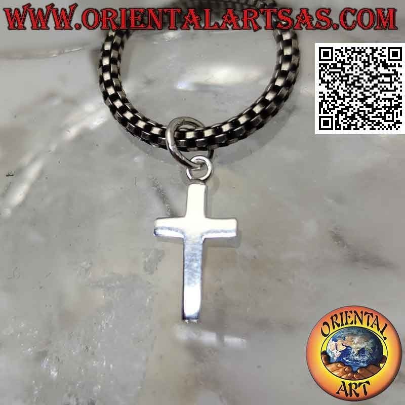 Pendentif en argent, croix latine plate lisse (12*7)