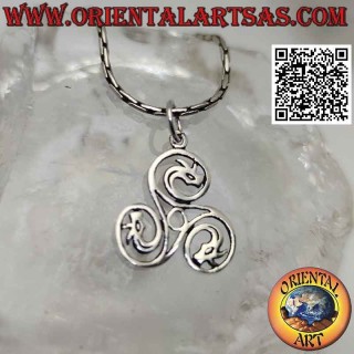 Silver pendant in the shape of a Triskele triskell triskel of dragons