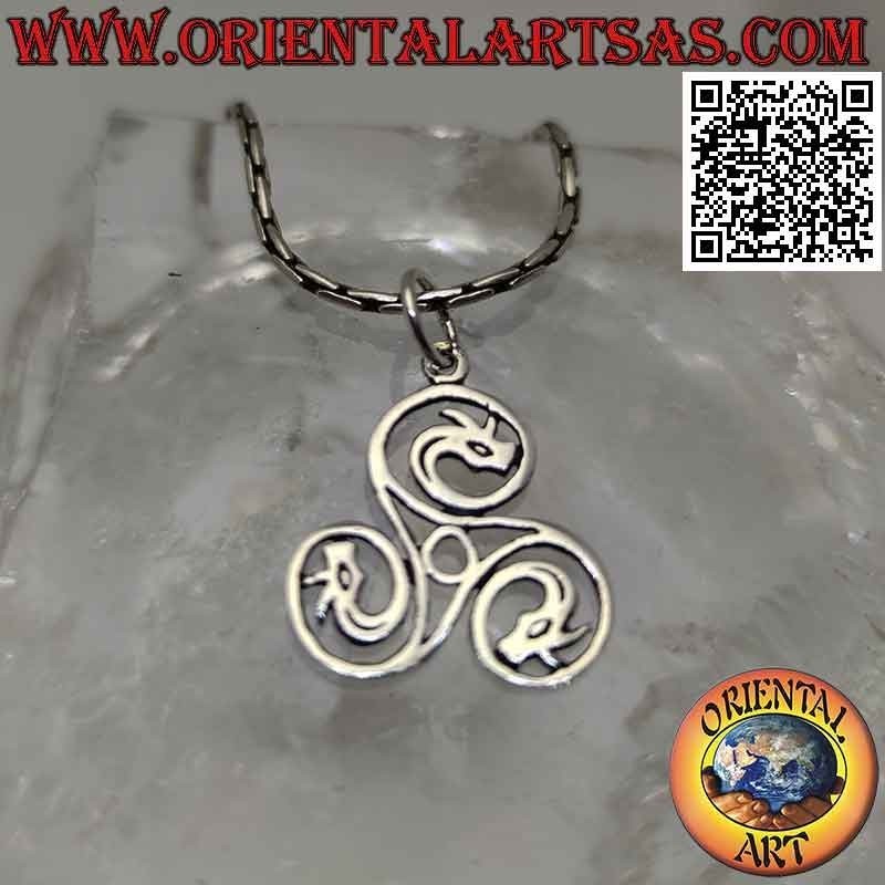 Colgante de plata en forma de Triskele triskell triskel de dragones