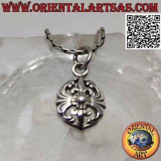 Silver pendant, Greek cross lily shield