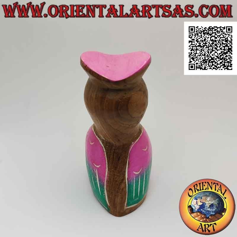 Skulptur eines Toco-Tukans mit handbemaltem "Absolventen" -Hut aus 12 cm Teakholz