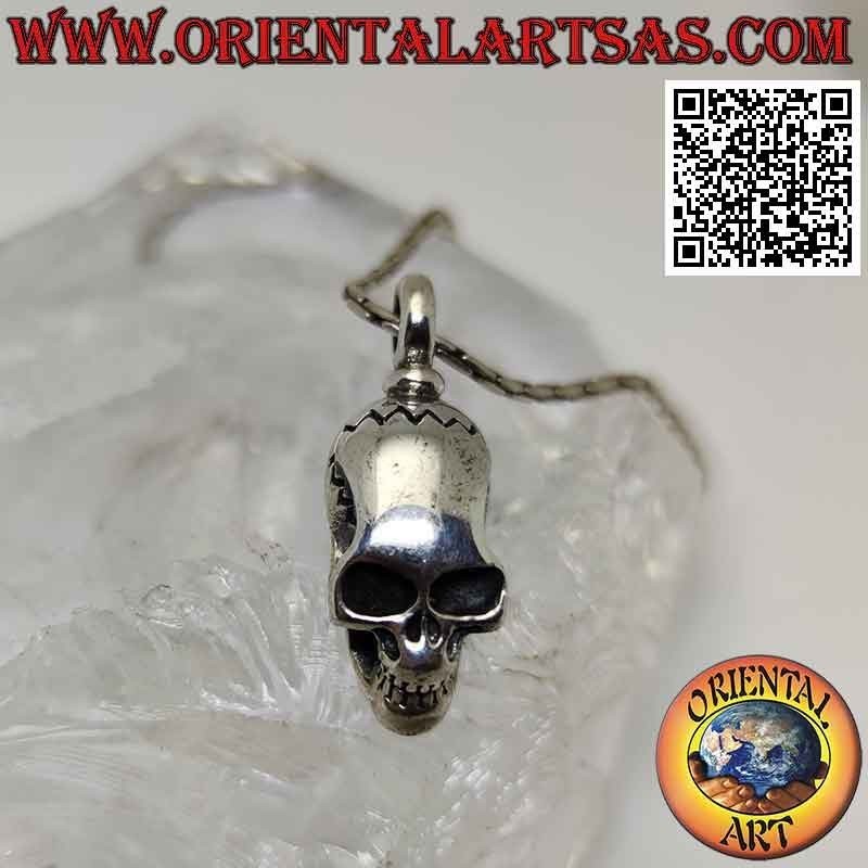 Silver pendant in the shape of a Skull (homo sapiens) with an elongated skull