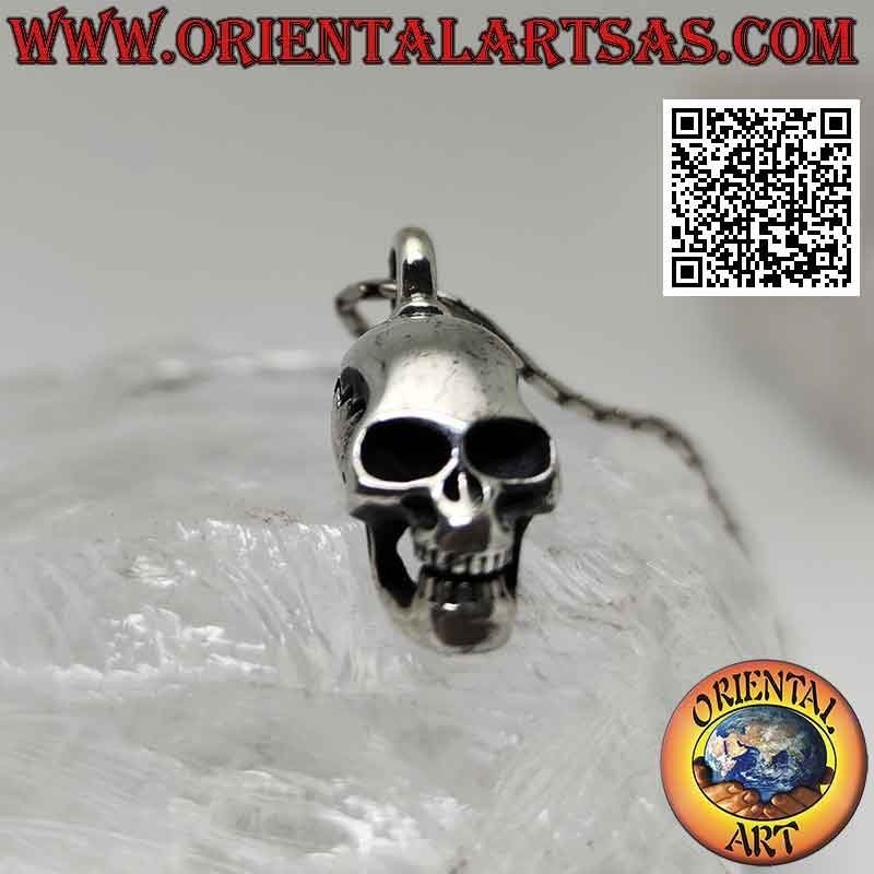 Silver pendant in the shape of a Skull (homo sapiens) with an elongated skull