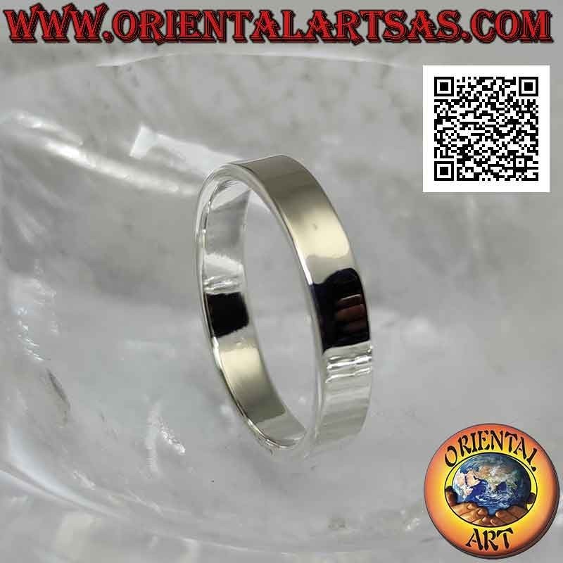 Silberring mit flachem glattem Band (4 mm.)