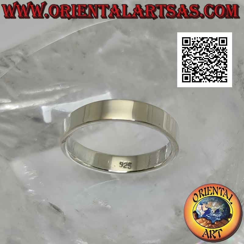 Bague en argent avec bande lisse plate (4 mm.)