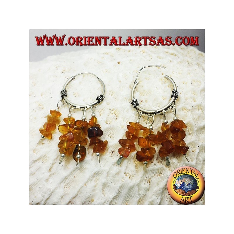 silver hoop earrings with Amber