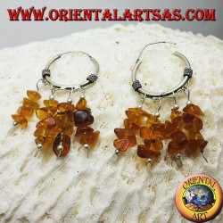 silver hoop earrings with Amber