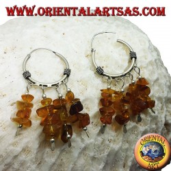 silver hoop earrings with Amber