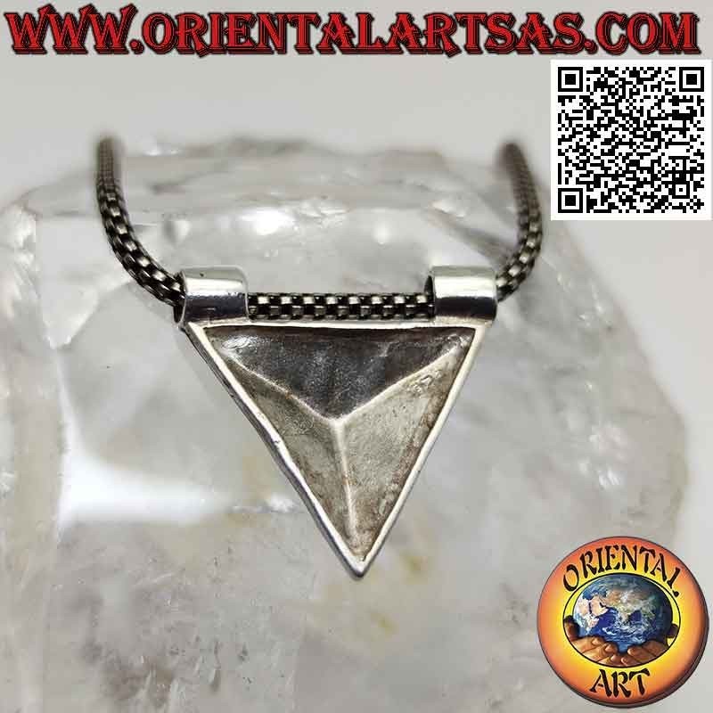 Silver pendant in the shape of a smooth equilateral pyramid seen from above