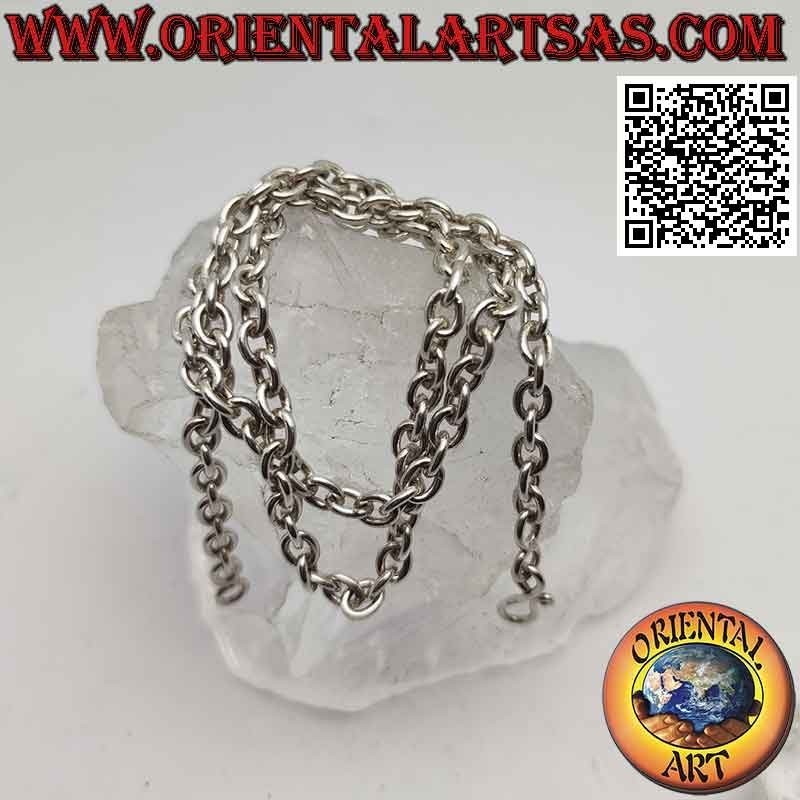 Collier chaîne en argent 925 ‰ avec anneaux ovales classiques de 46 cm x 4 mm