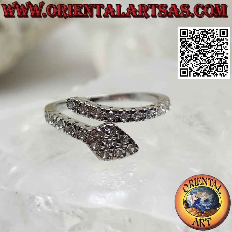 Anillo de plata, envuelto en serpiente tachonado de circonitas blancas (ajustable)