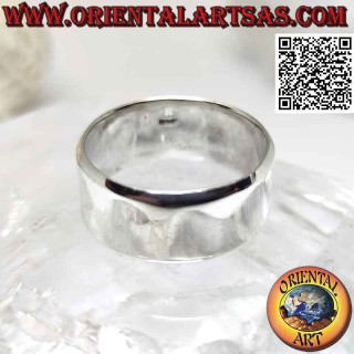 Silver ring with flat smooth band with rounded edges (11 mm.)