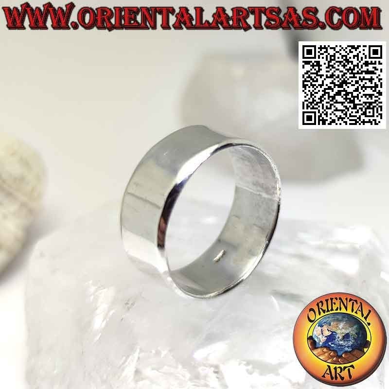 Silberring mit flachem glattem Band mit abgerundeten Kanten (11 mm.)
