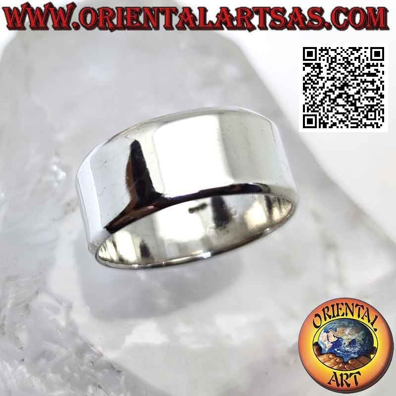 Silberring mit flachem glattem Band mit abgerundeten Kanten (11 mm.)