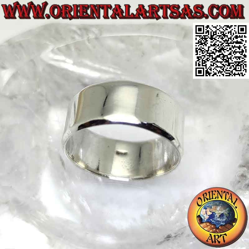Silberring mit flachem glattem Band mit abgerundeten Kanten (9 mm.)