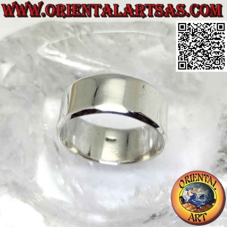 Silver ring with flat smooth band with rounded edges (9 mm.)