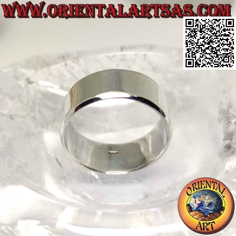 Anello in argento a fascia liscia piatta con bordi tondeggianti (9 mm.)