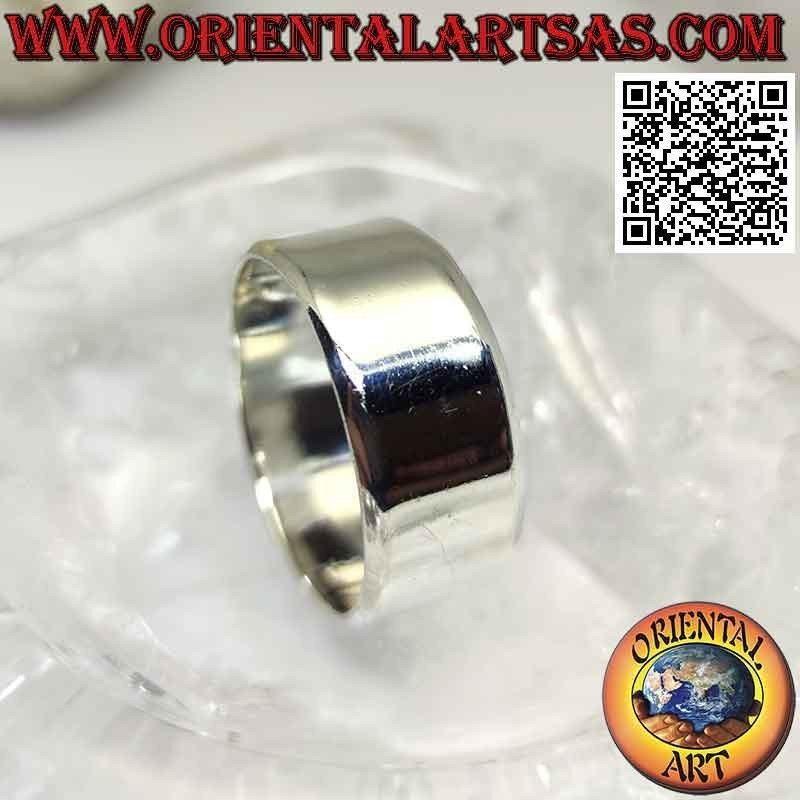Silver ring with flat smooth band with rounded edges (9 mm.)