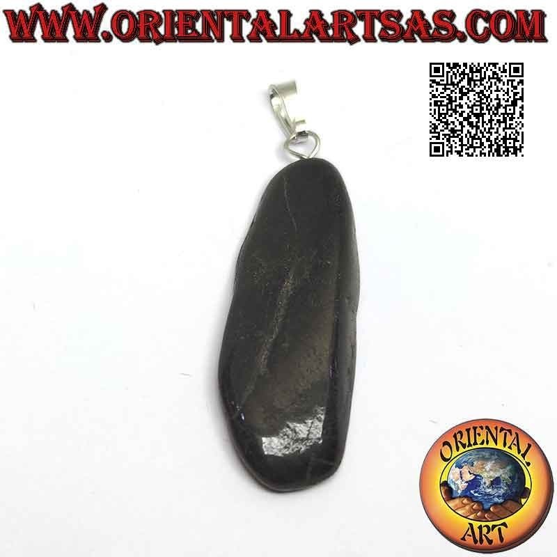 Black Tourmaline Tumbled Pendant Hypoallergenic | Oriental Art