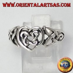 Silver ring, Celtic heart with knot