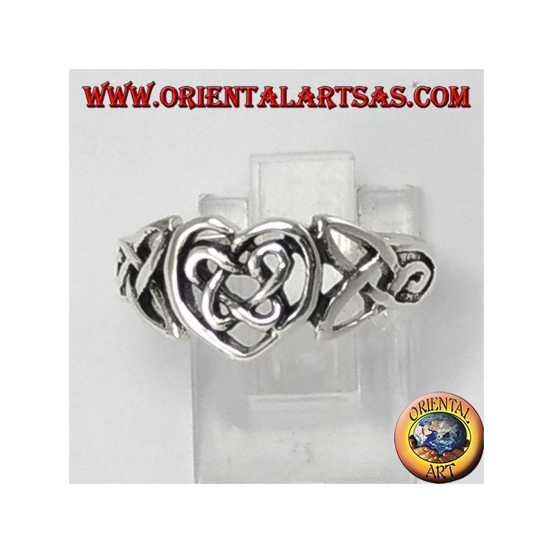 Silberring, keltisches Herz mit Knoten