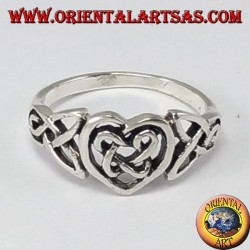 Silver ring, Celtic heart with knot