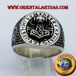 anello martello di thor con rune celtiche in argento