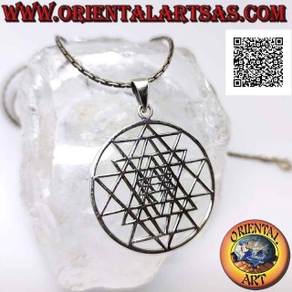 Silver pendant, Sri Yantra sacred symbol of alchemy and geometry (large)