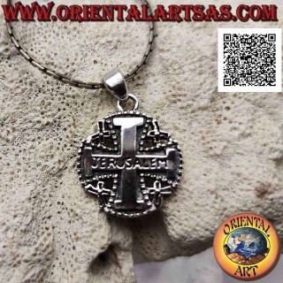 Silberanhänger, Jerusalemkreuz (der Ritter des Heiligen Grabes) umgeben von Kugeln mit Schriftzug