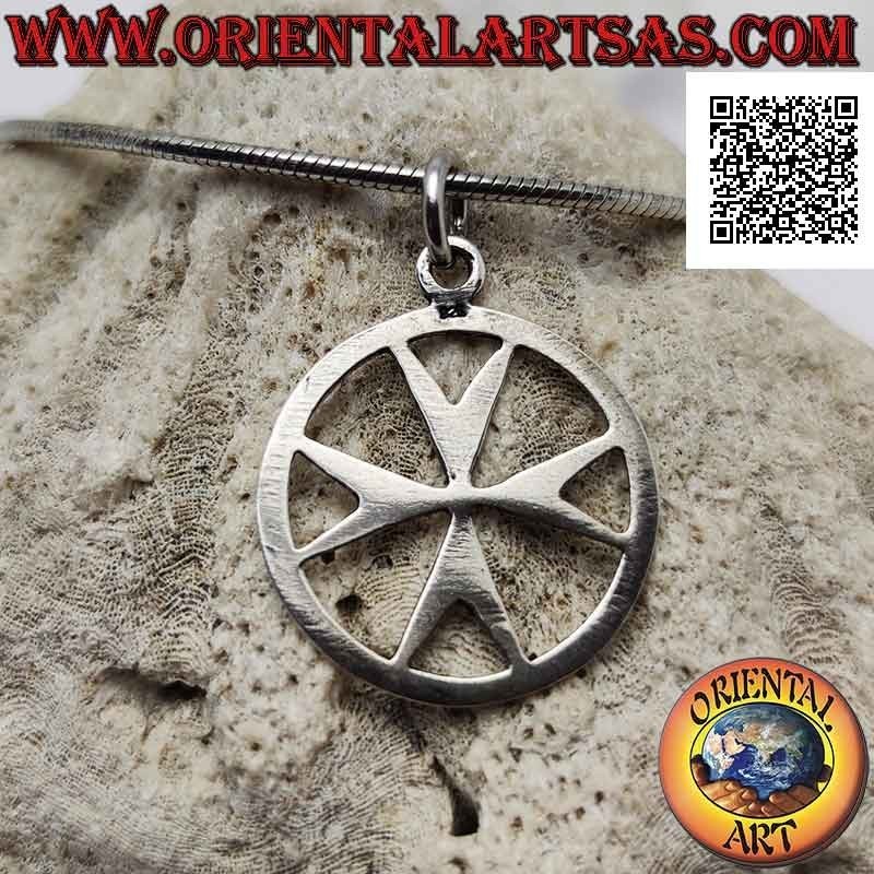 Silver pendant, cross of the monastic state of the Knights of Malta in the circle