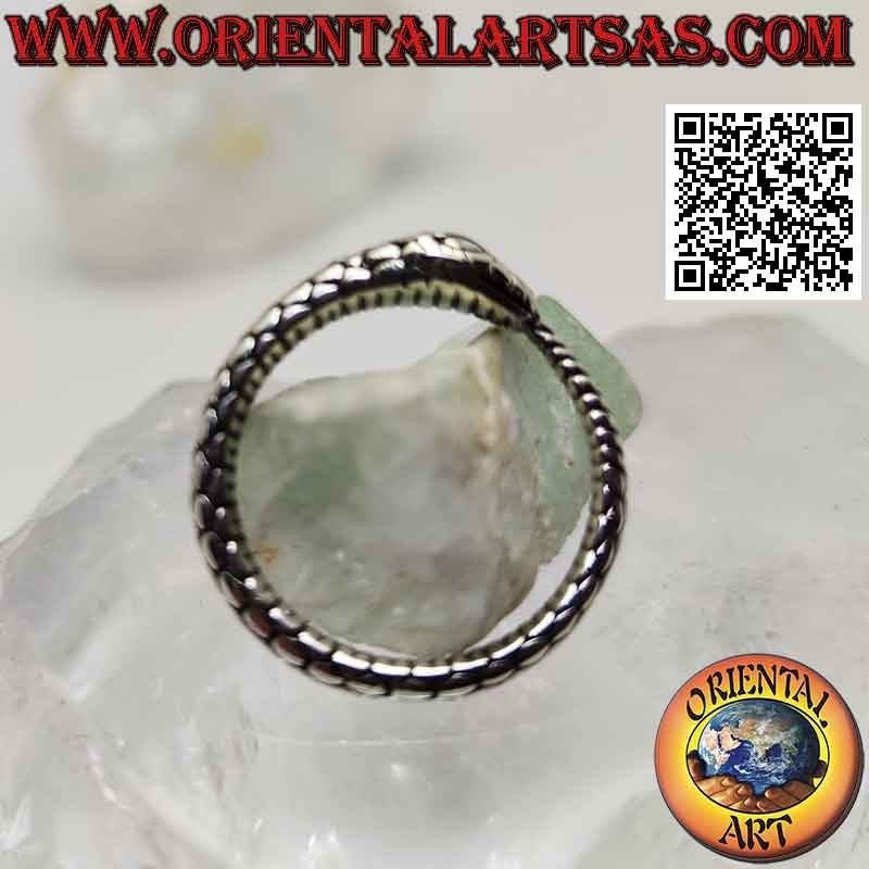 Anillo de plata, serpiente Ouroboros tridimensional grabada