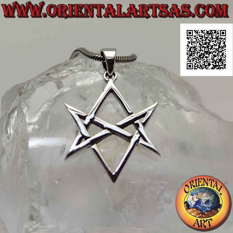 Silberanhänger, einseitiges Hexagramm (Symbol der Thélema- oder Thelema-Religion)
