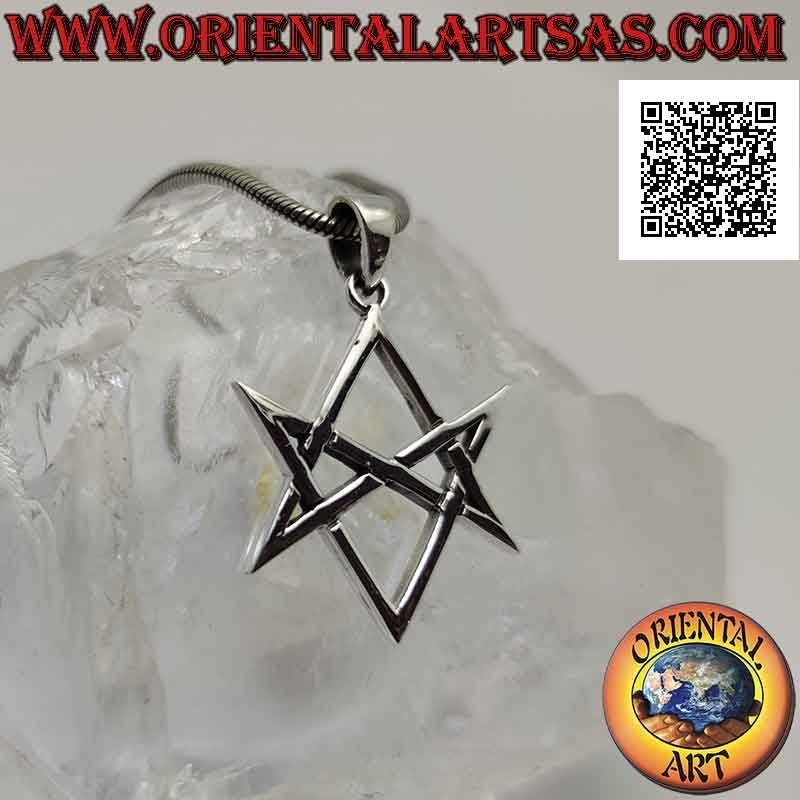 Ciondolo in argento, esagramma unicursale (simbolo della religione Thélema o Thelema)