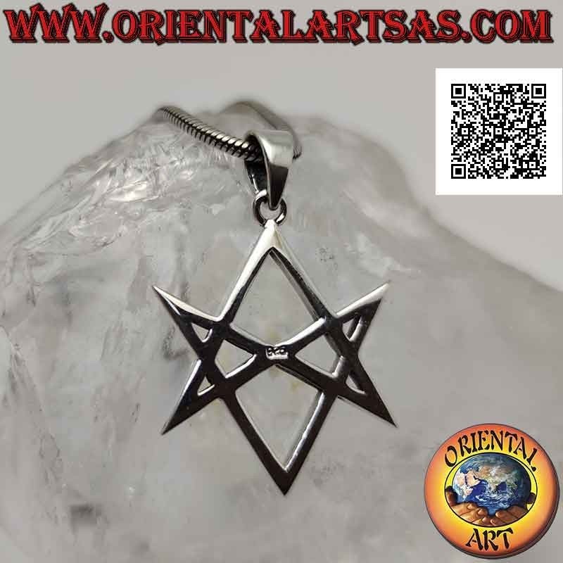 Silver pendant, unicursal hexagram (symbol of the Thélema or Thelema religion)