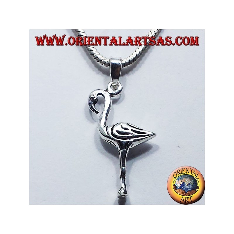 Pendentif flamant rose en argent
