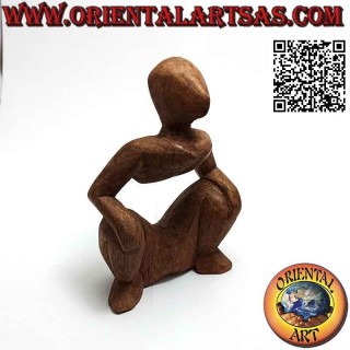 Abstract style "squat" sculpture in suar wood, 16 cm