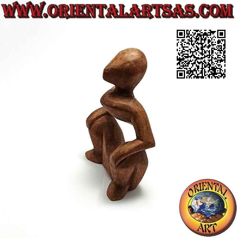 Escultura "en cuclillas" de estilo abstracto en madera de suar, 16 cm