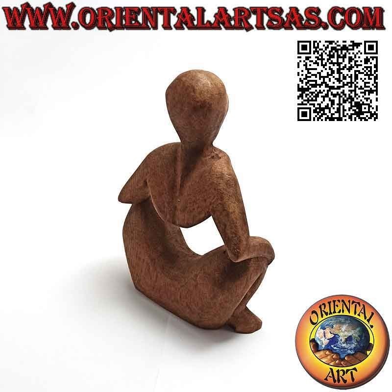 Escultura "en cuclillas" de estilo abstracto en madera de suar, 16 cm